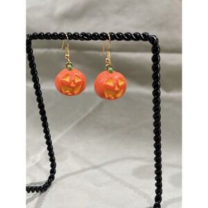 Vintage 3D 1990 Halloween Jack-o-Lantern Womens Earrings Pumpkins
